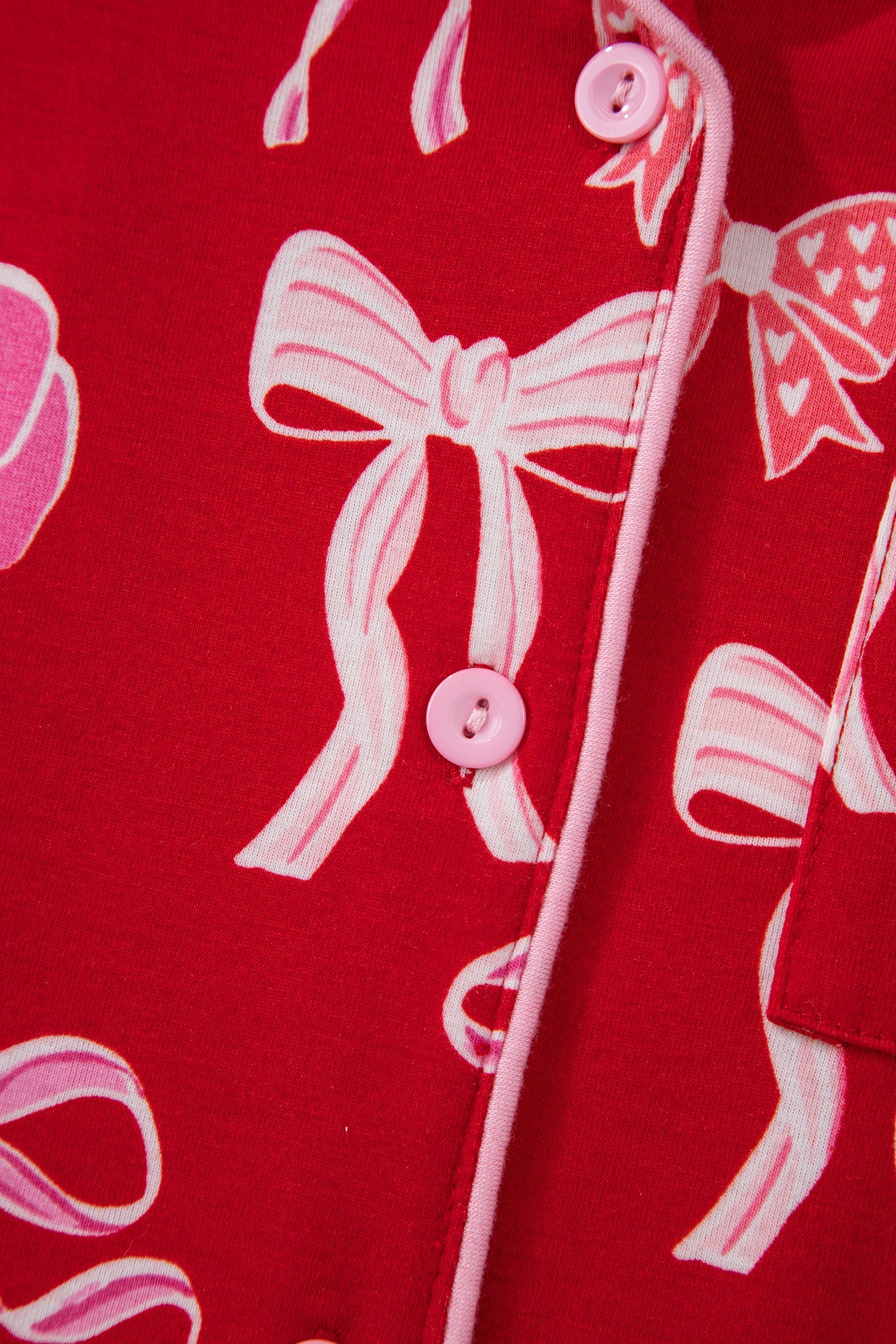 Red Sweet Bow Print Ruffled Short Sleeve Shirt Shorts Two Piece Pajama Set Dear-Lover Dropshipping