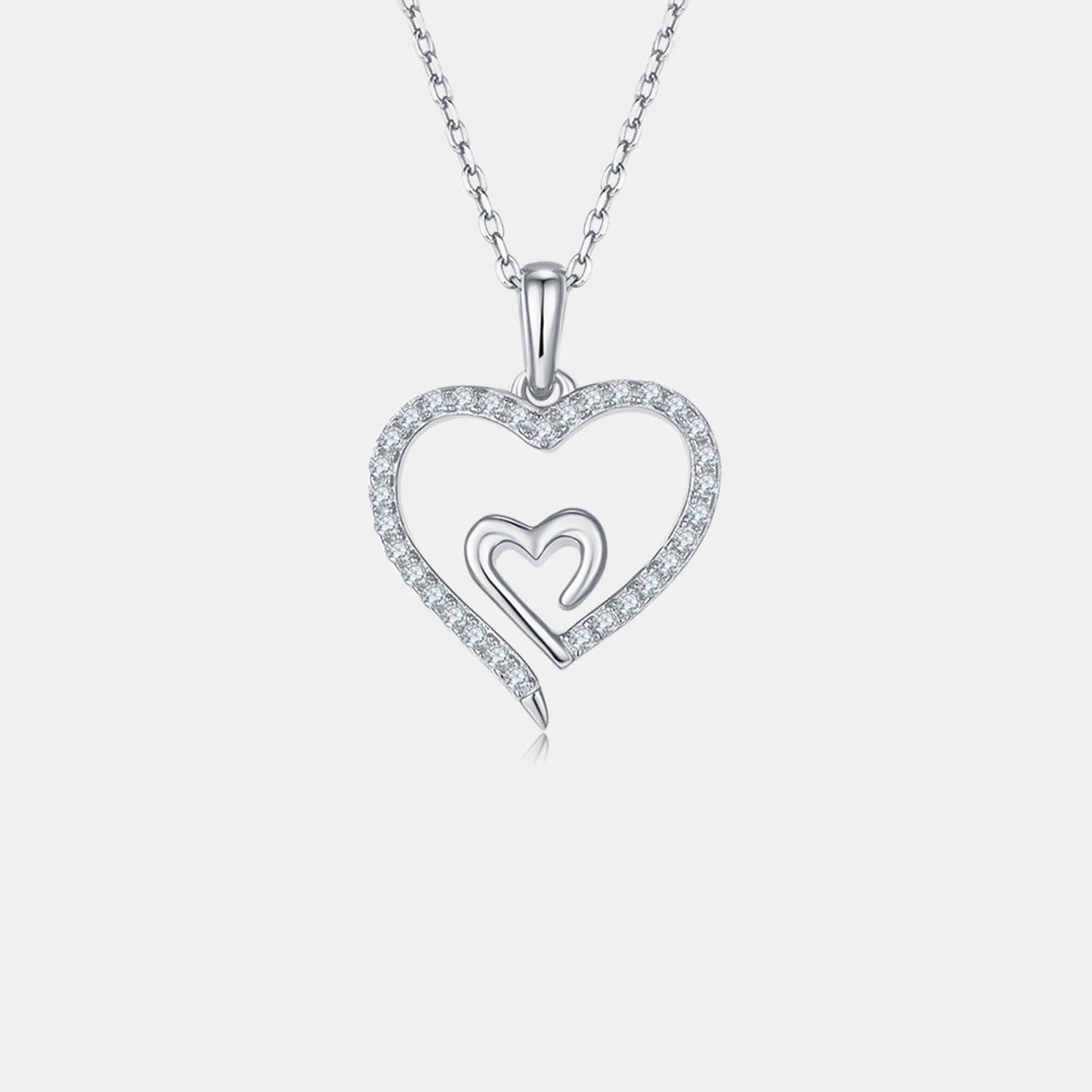 Moissanite 925 Sterling Silver Heart Pendant Necklace.