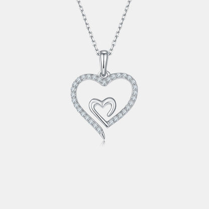 Moissanite 925 Sterling Silver Heart Pendant Necklace.