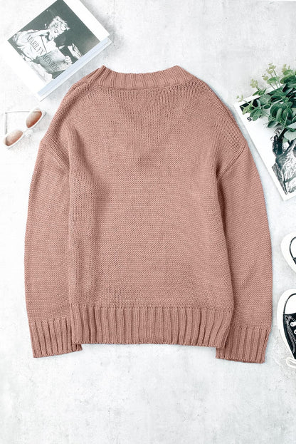 V-Neck Dropped Shoulder Sweater.