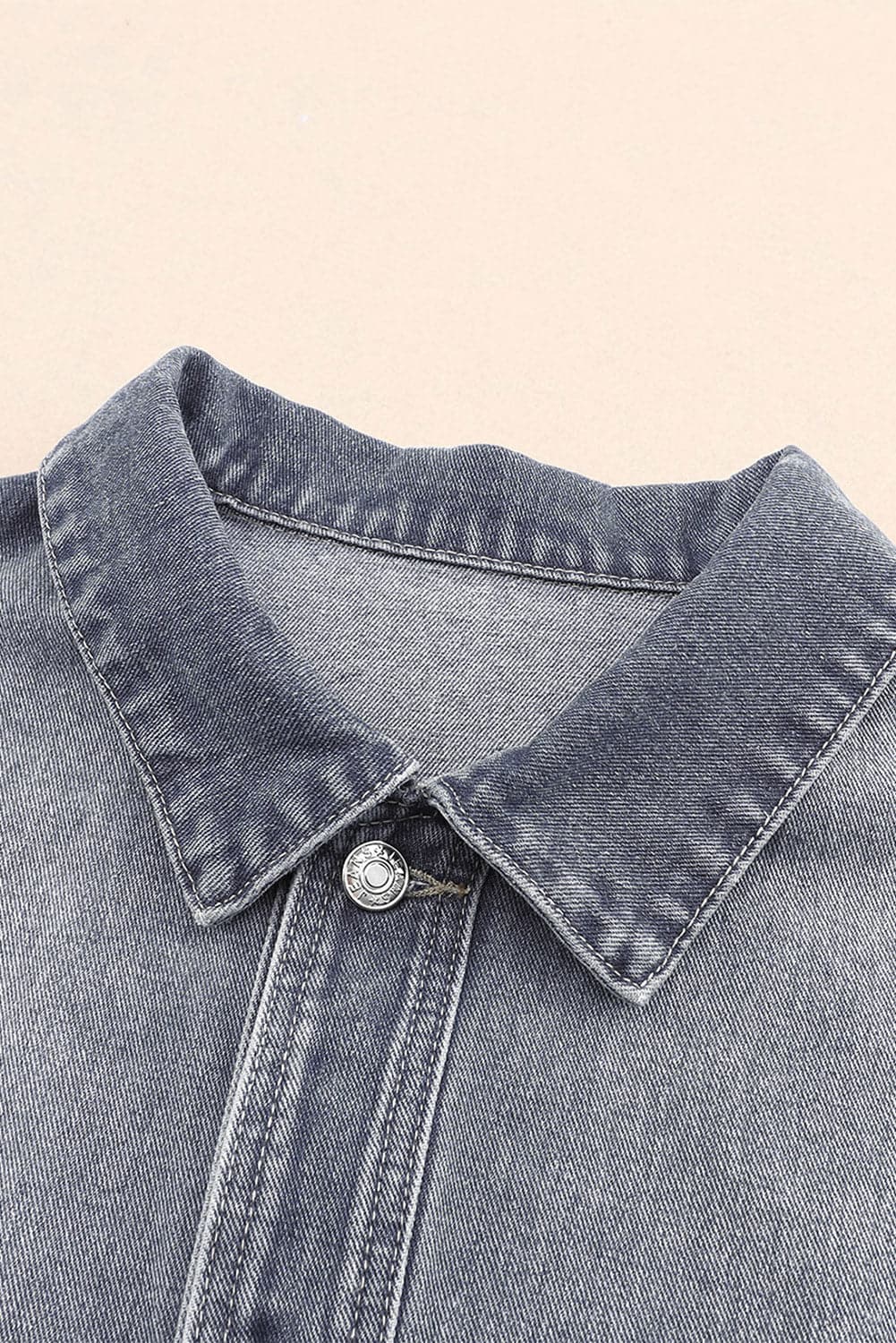 Button Up Dropped Shoulder Denim Jacket with Pockets.