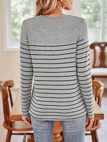 Chic striped long sleeve tee