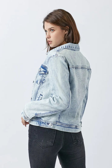 Risen Button Up Washed Denim Jacket - Love Salve 