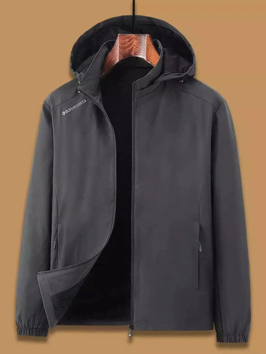 Mens Plus Size Casual Hooded Windproof Jacket With Zipper Pockets Simply Love