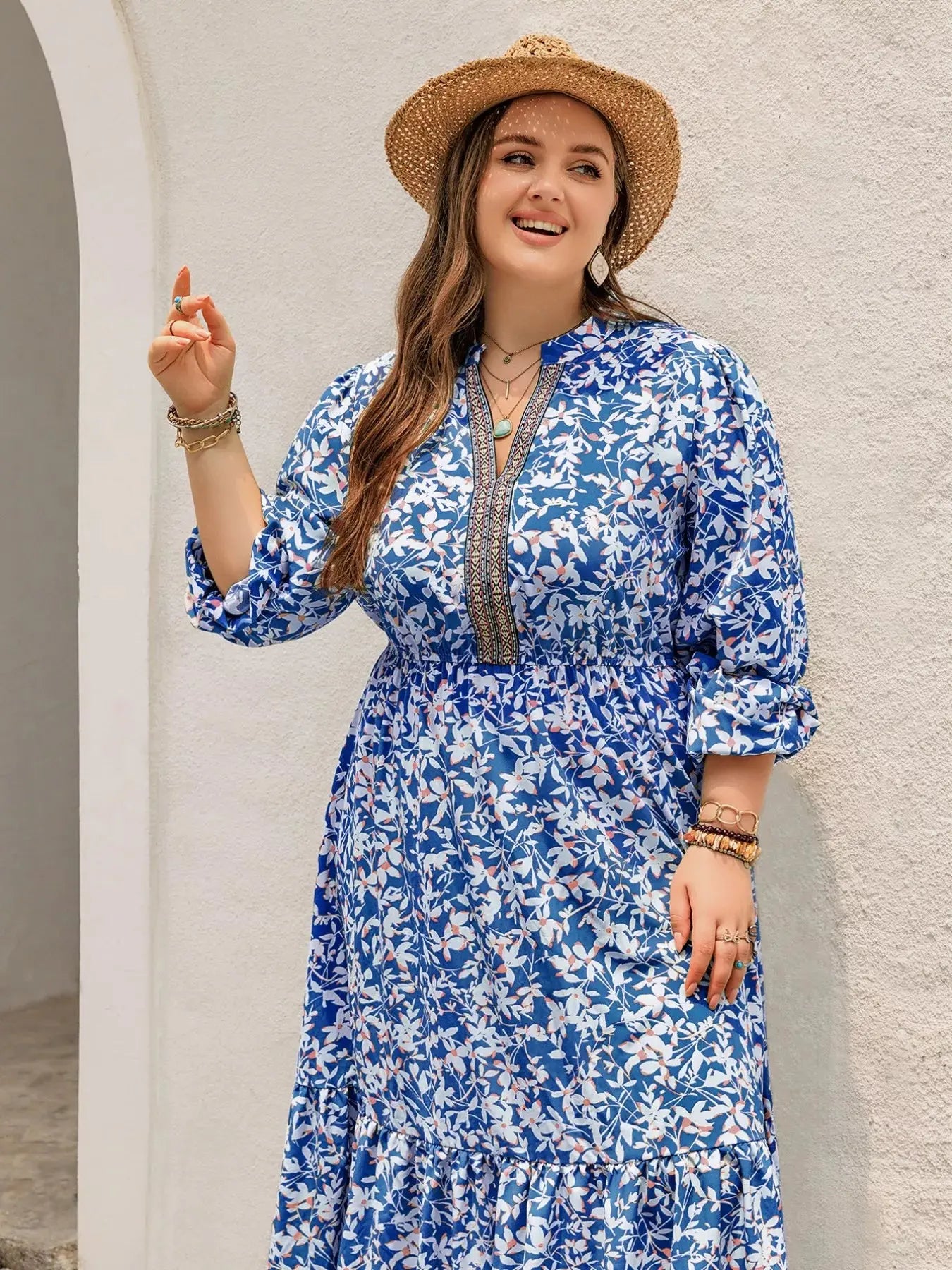 Plus Size Floral Print Bohemian Maxi Dress Simply Love