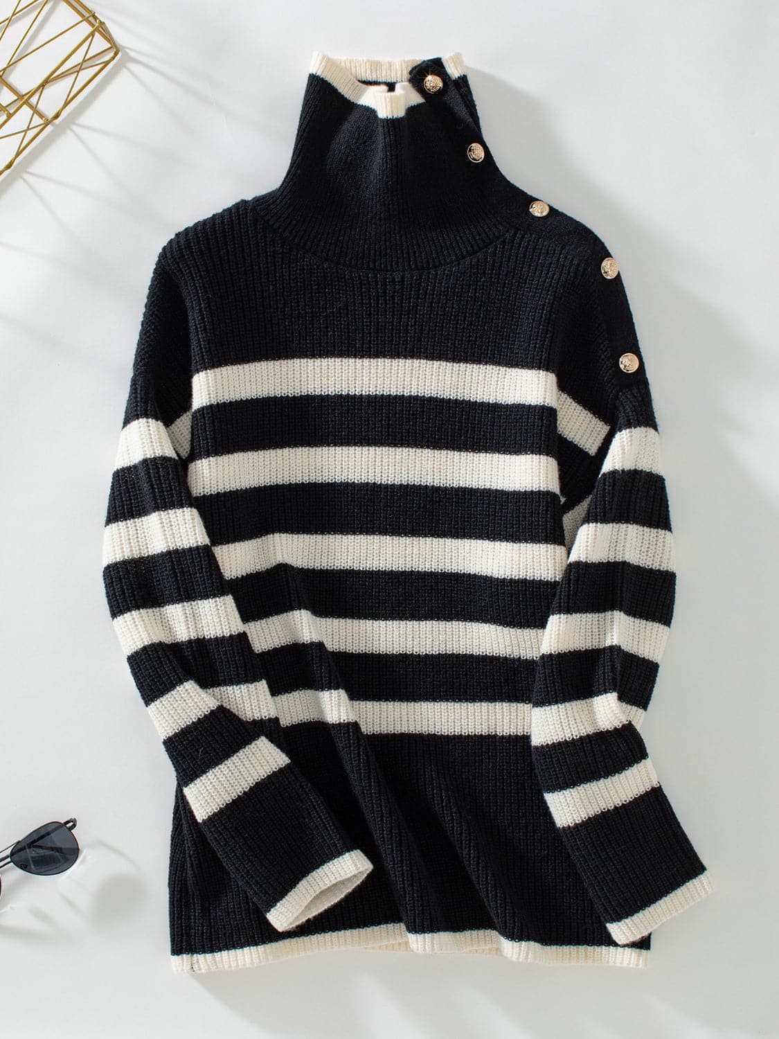 Stylish striped long sleeve knit top