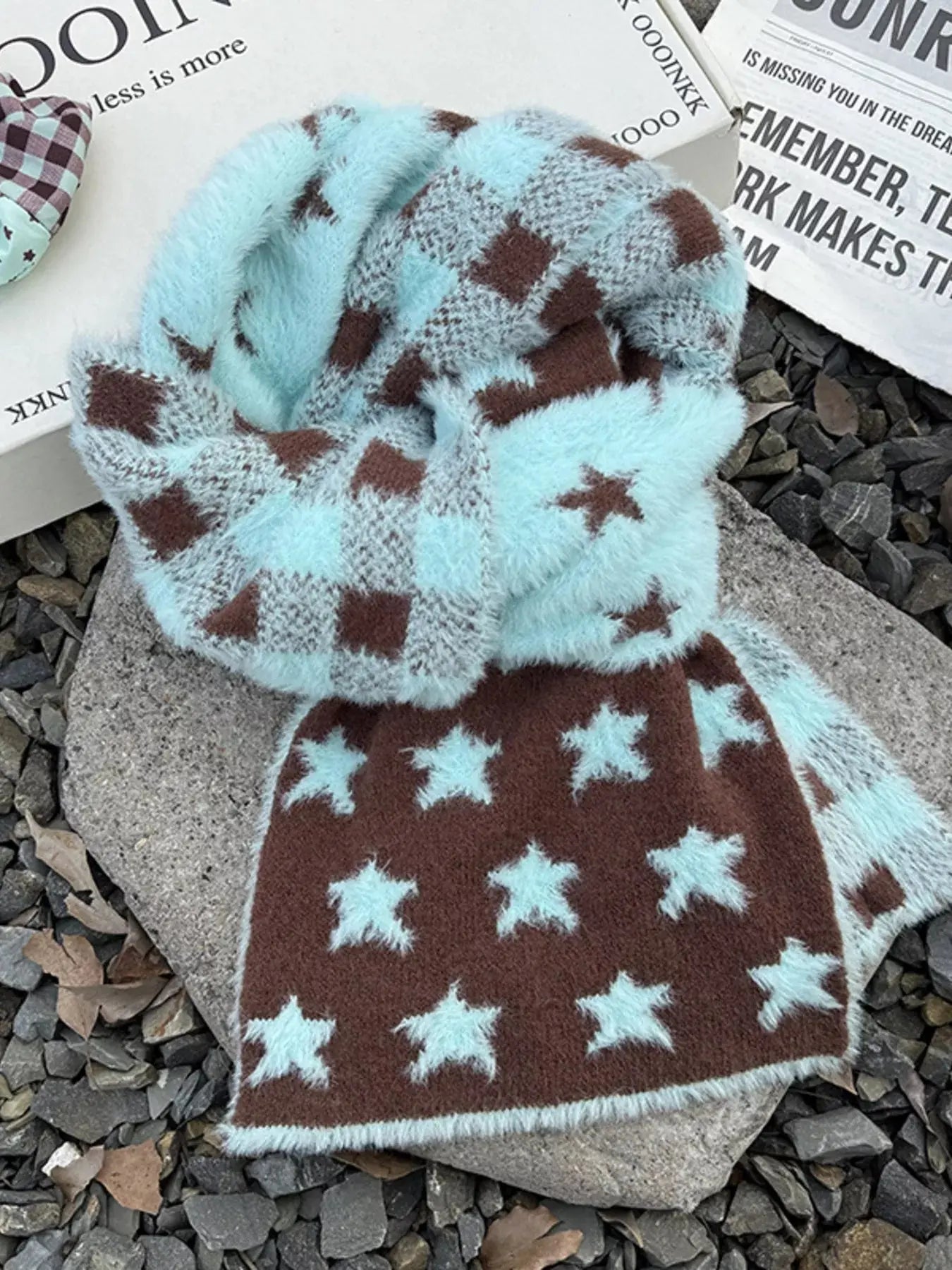 Star Plaid Plush Scarf Simply Love
