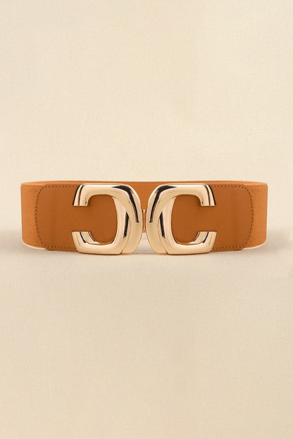 Zinc Alloy Buckle Elastic Wide Belt.