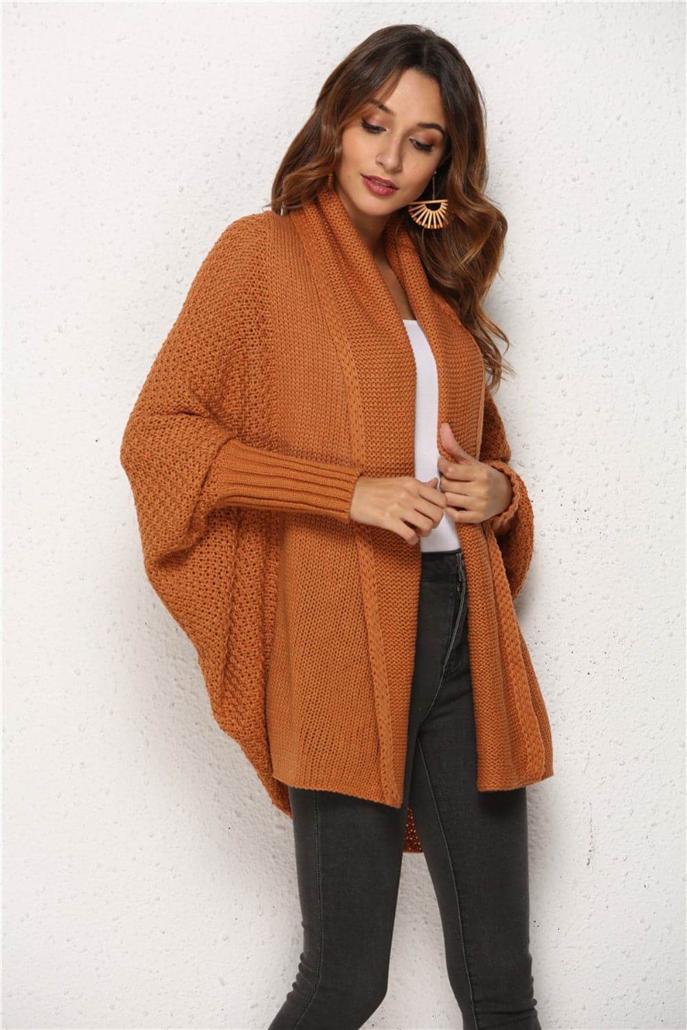 Open Front Batwing Sleeve Cardigan.