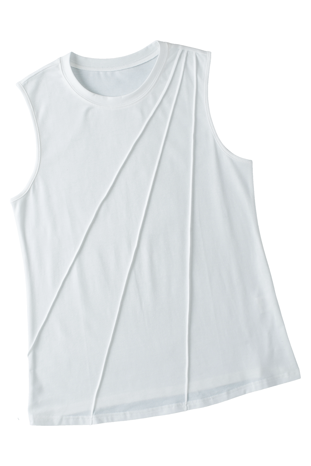 Elevated elegance: White pleated sleeveless tank top