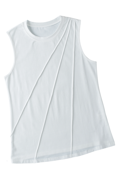 Elevated elegance: White pleated sleeveless tank top