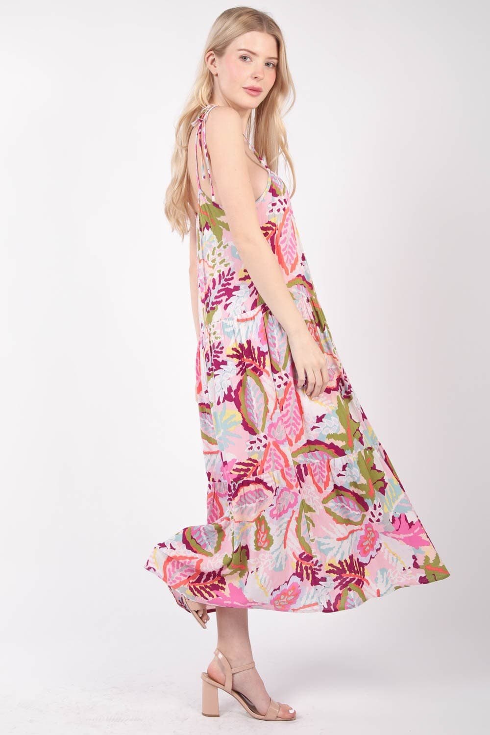 VERY J Tropical Printed Cami Midi Dress.