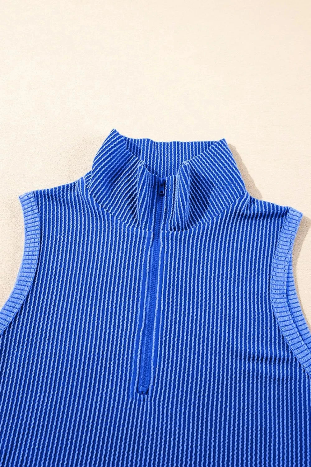 Corded Collared Half Zip Tank and Shorts Set Simply Love