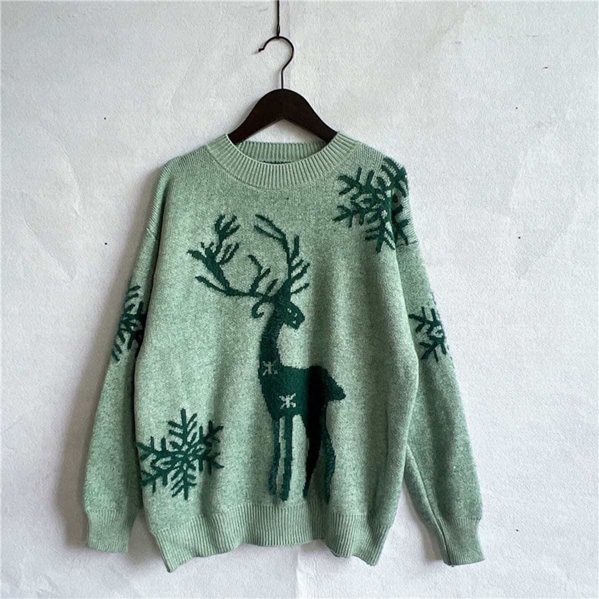 Reindeer and Snowflake Pattern Sweater.