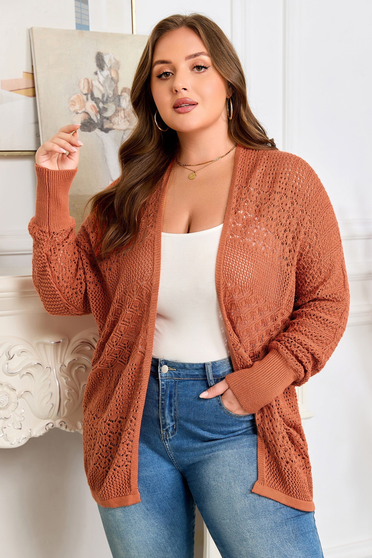 Dear-Lover Redwood Cardigan Women's Casual Open Front Knit Plus Size Fall Layering Dear-Lover Dropshipping