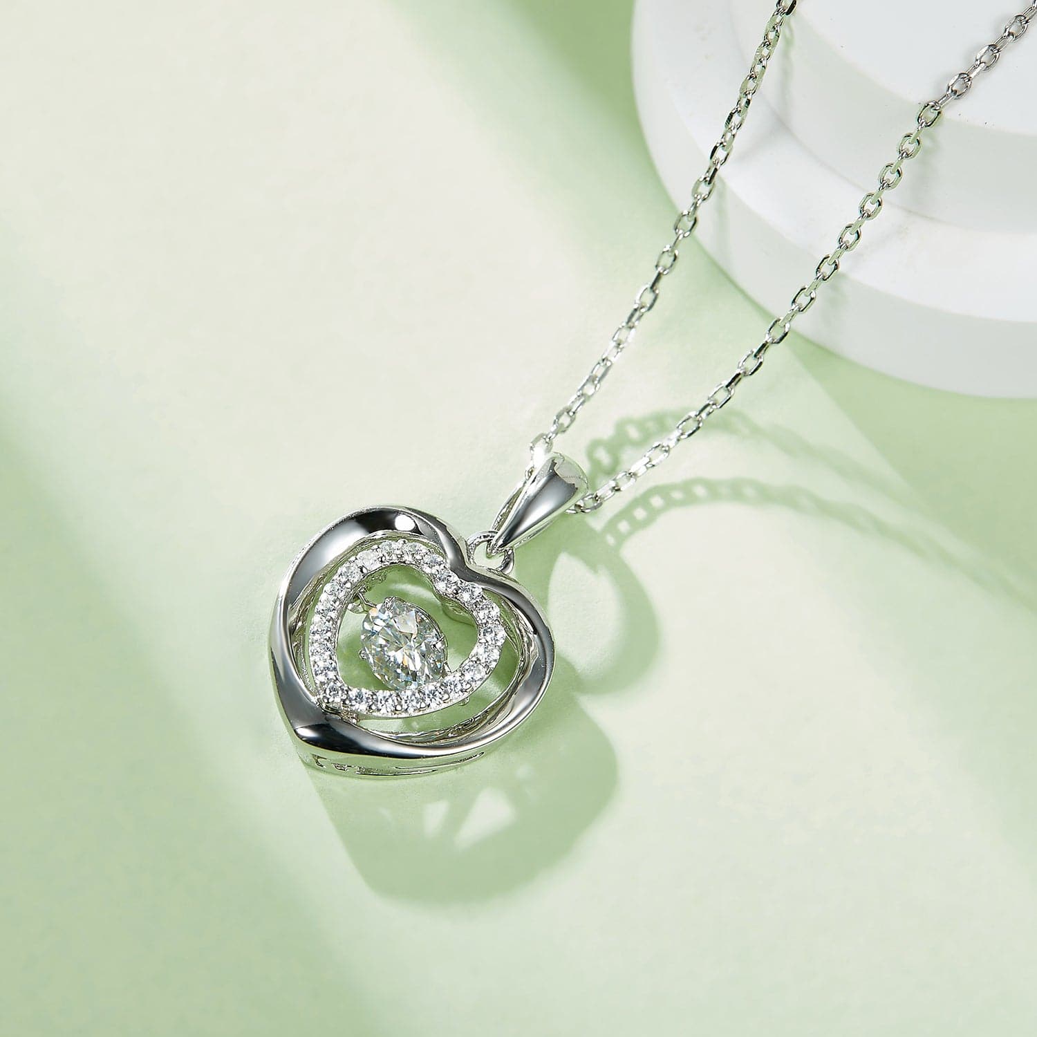 Moissanite 925 Sterling Silver Heart Necklace.