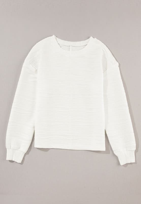 Texture Round Neck Long Sleeve Sweatshirt