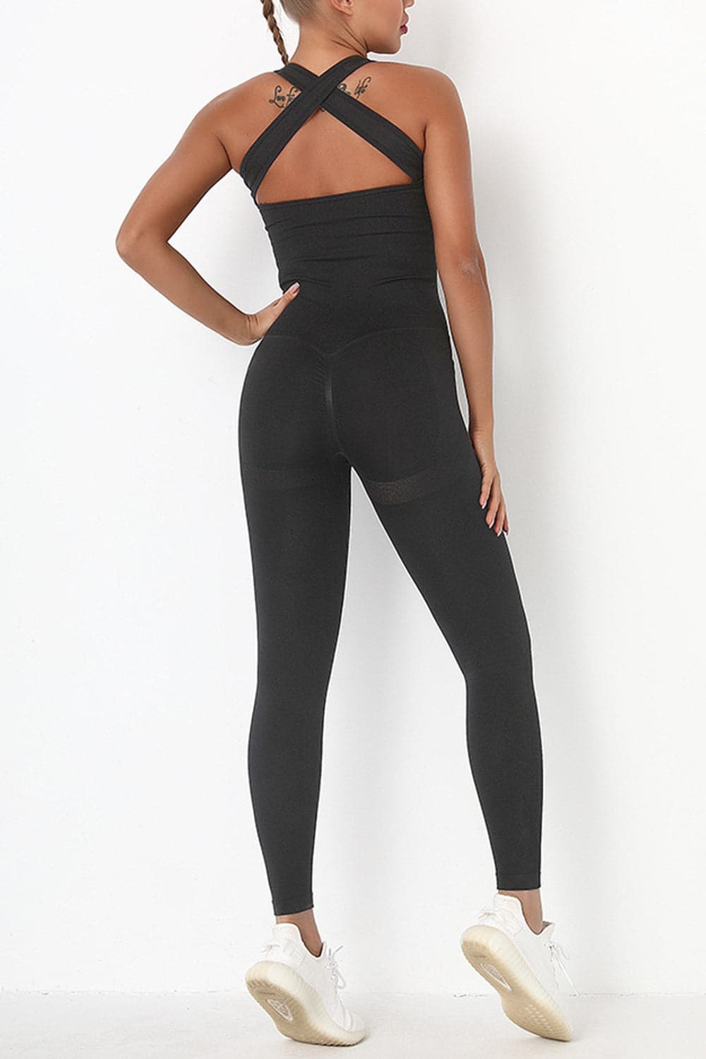 Crisscross Wide Strap Active Jumpsuit.