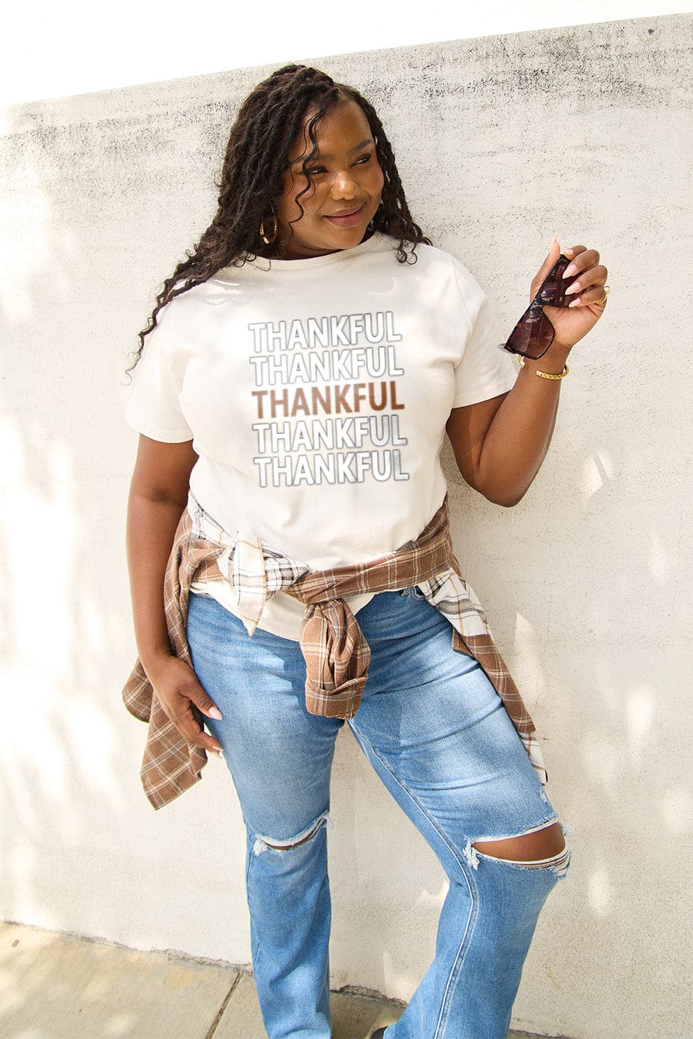 Simply Love Full Size THANKFUL Short Sleeve T-Shirt.