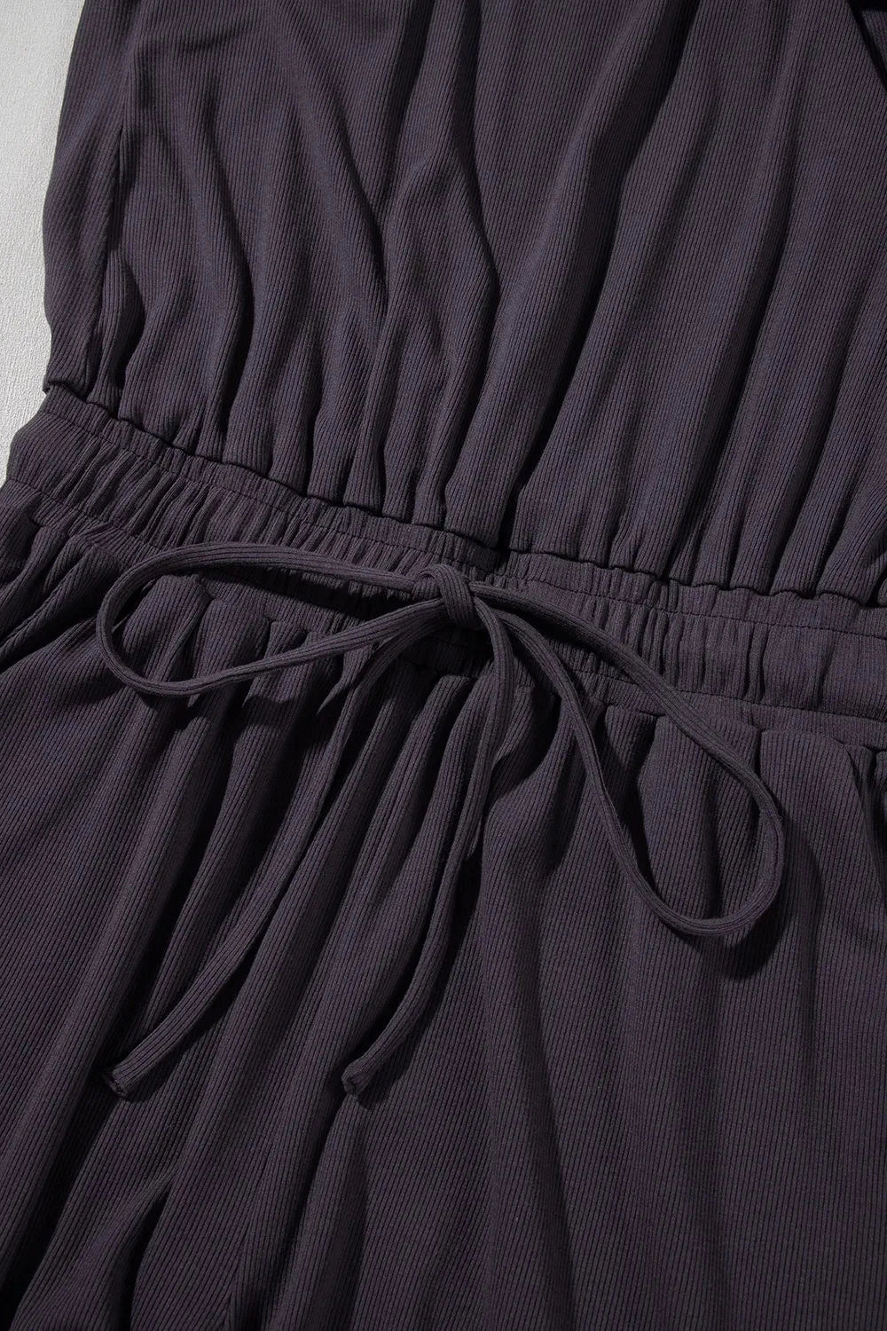 Knit Open Back Cap Sleeve Drawstring Romper Simply Love