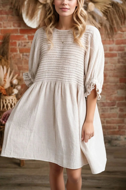 Simply Love: Puff Sleeve Ruffle Dress