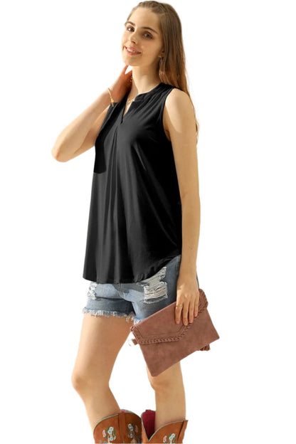 Ninexis Full Size Notched Sleeveless Top.