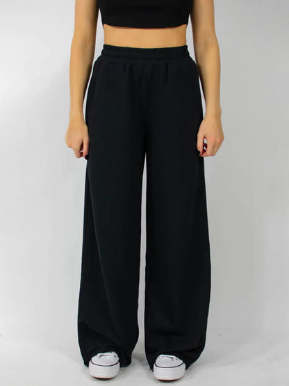 Wide Leg Pants with Elastic Waist and Pockets