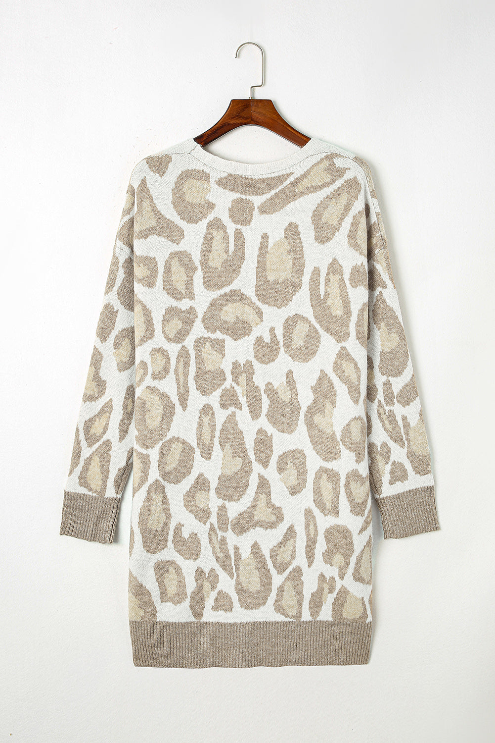 Chic beige plus size leopard print cardigan for effortless style