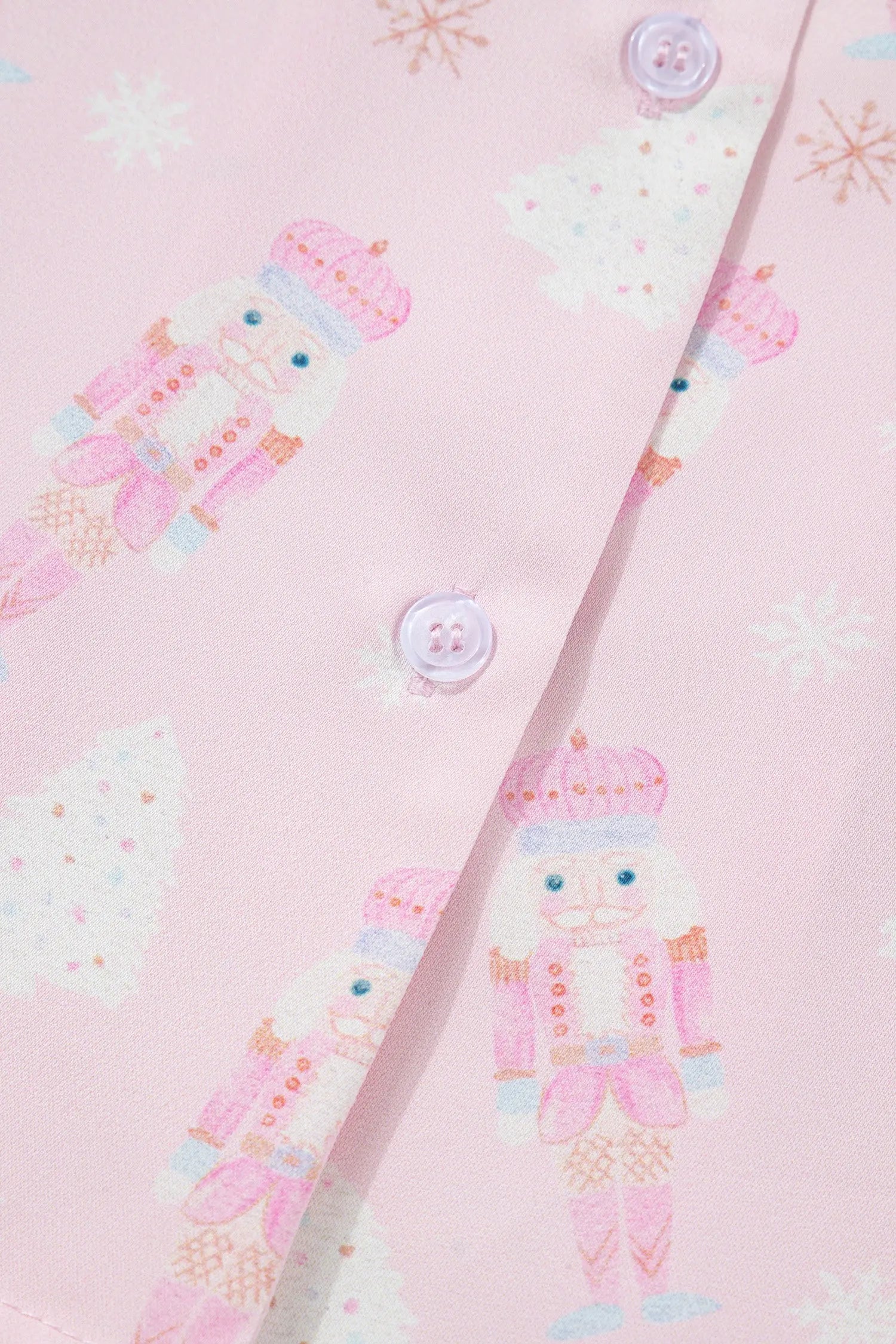 Pink Bow Tie Front Christmas Nutcracker Pajama Set With Long Sleeve Top Dear-Lover Dropshipping