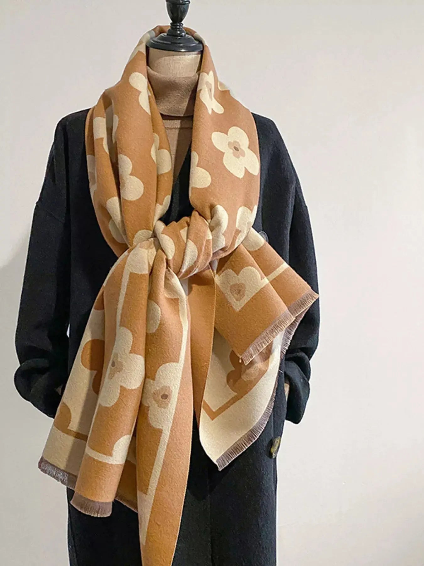 Floral Print Raw Hen Scarf Simply Love