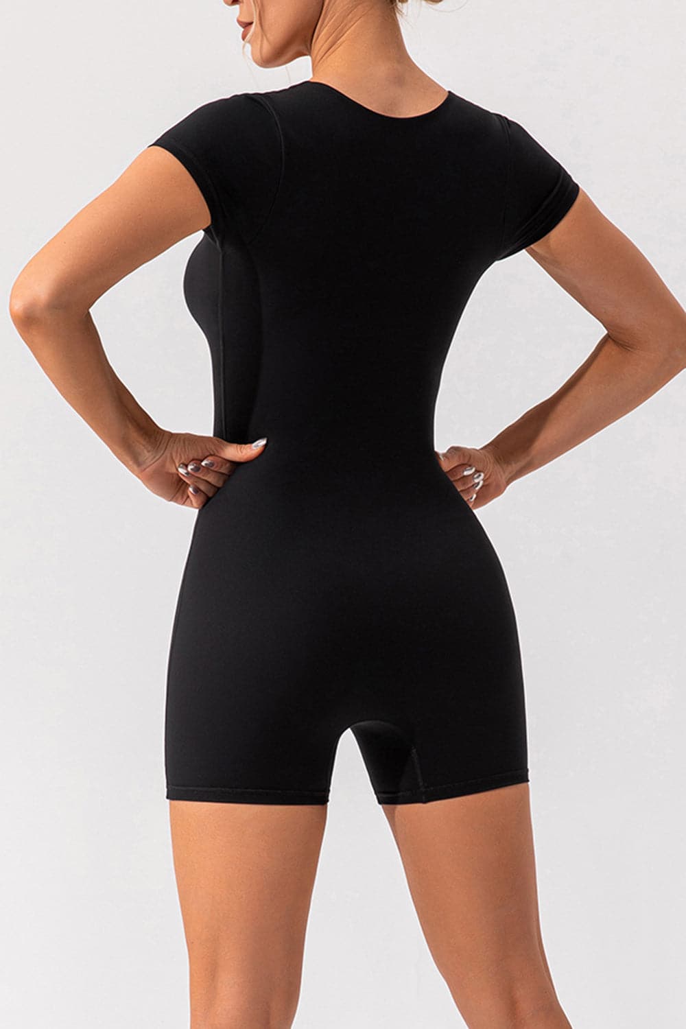 Square Neck Cap Sleeve Active Romper.