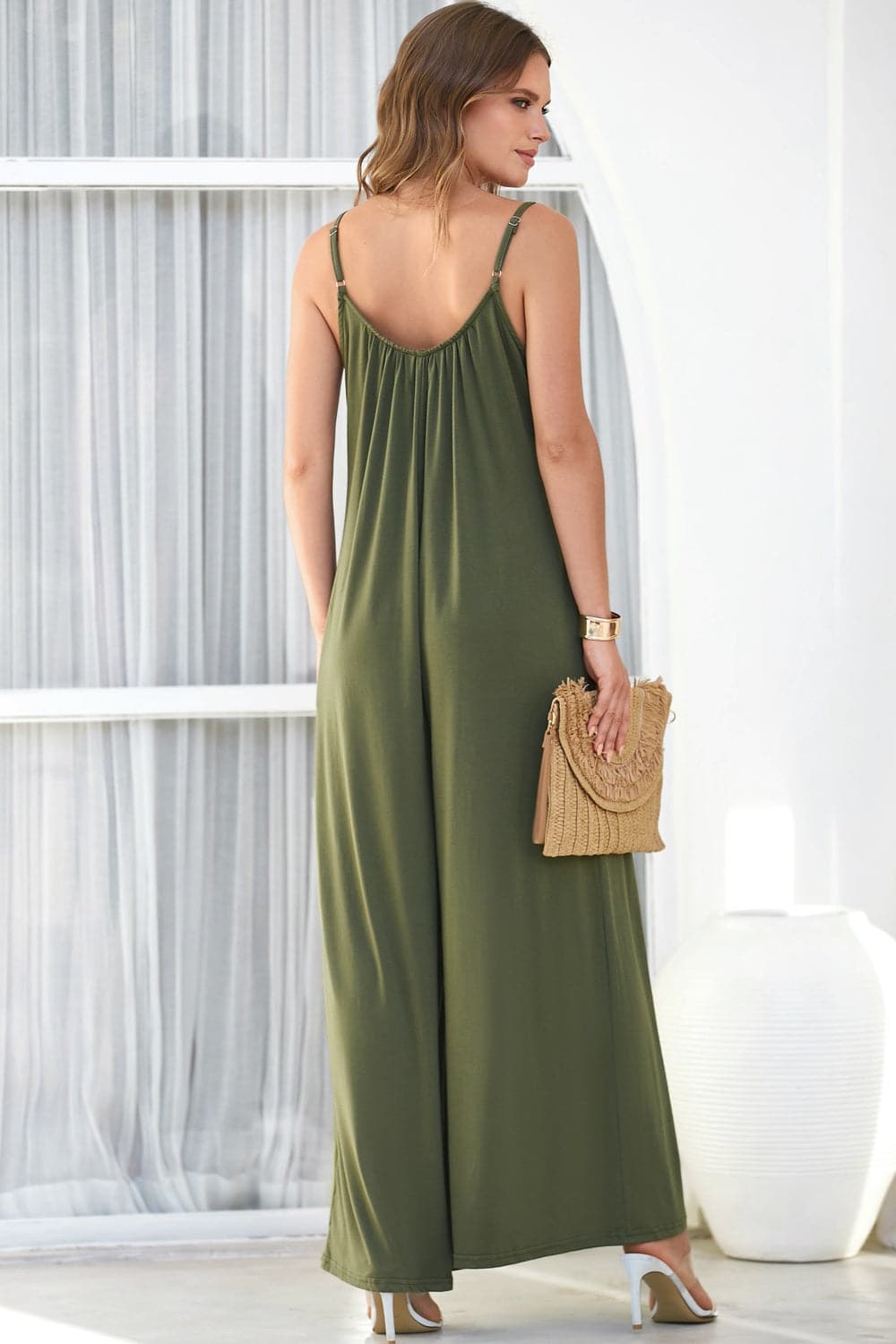 V-Neck Spaghetti Strap Jumpsuit.