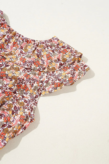 Simply Love: Floral Knot Blouse, Ruffled Sleeves