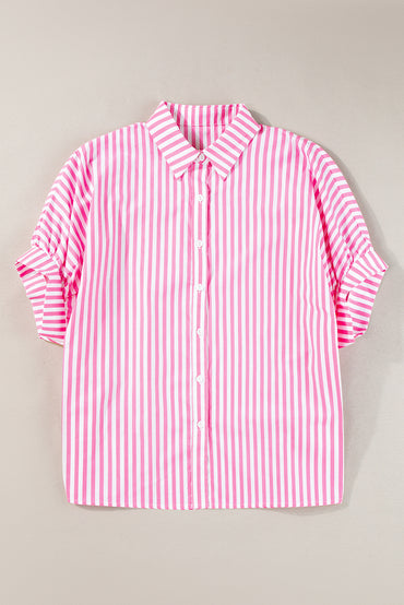 Pink striped oversized dolman sleeve shirt