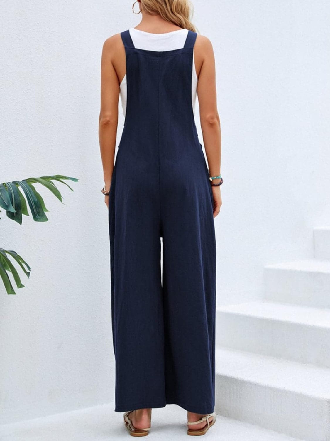 Full Size Square Neck Wide Strap Overalls.