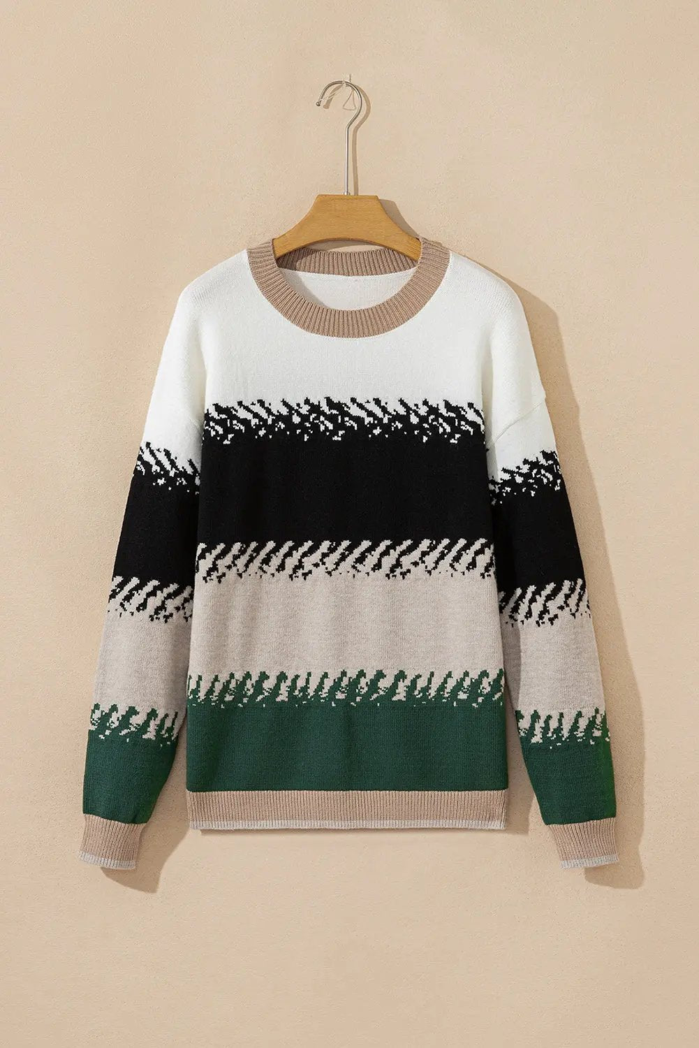 Premium Black Color Block Drop Shoulder Sweater Stylish Pattern Dear-Lover Dropshipping