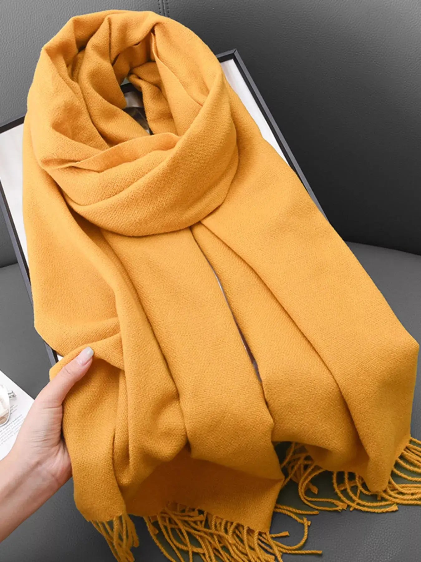 Solid Color Fringe Scarf Simply Love