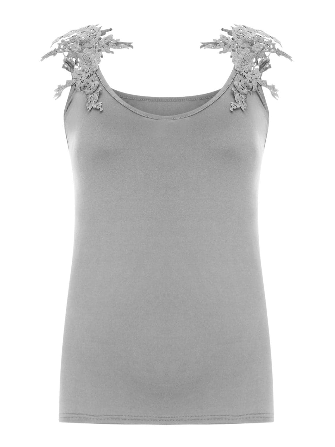 Full Size Lace Detail Scoop Neck Tank.