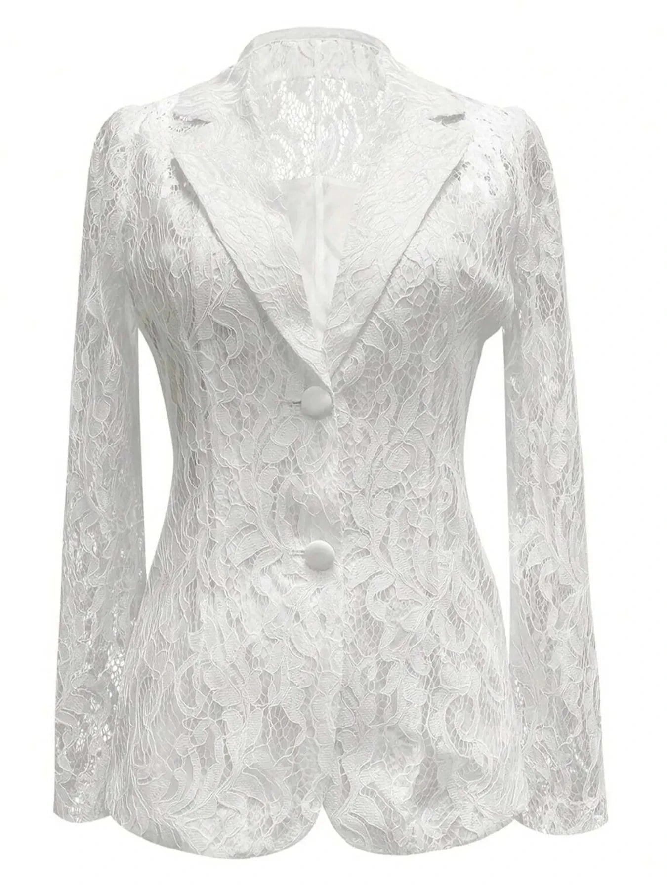 Floral Pattern Lace Single-Breasted Blazer Coco’s Tee Boutique
