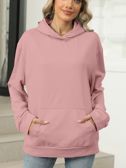 Sheer pocketed long sleeve hoodie with a cozy fit