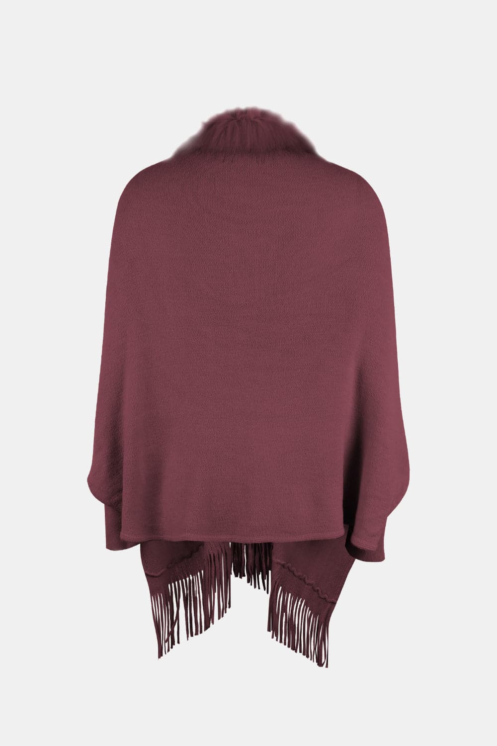 Fringe Open Front Long Sleeve Poncho.