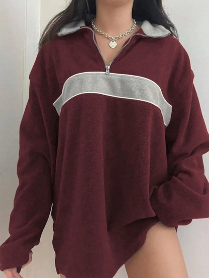 Cozy contrast long sleeve sweatshirt with dropped shoulders