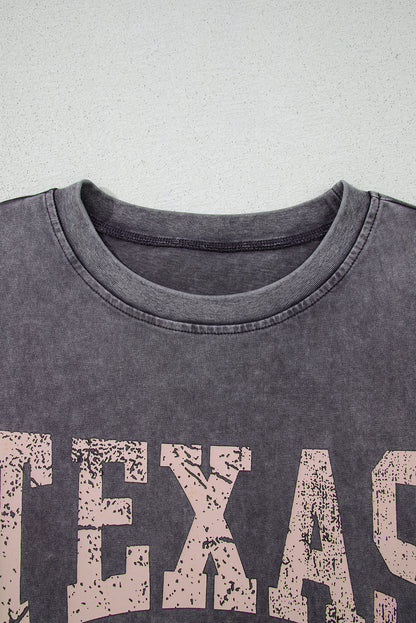 Medium Grey TEXAS Steer Head Graphic Mineral Wash T Shirt