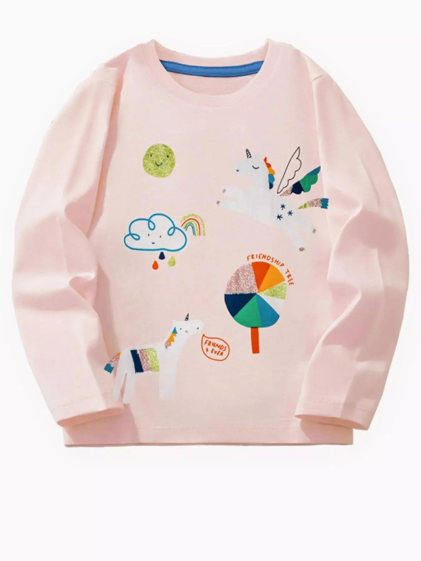 Kids Unicorn Print Long Sleeve Shirt 100 Percent Cotton Simply Love