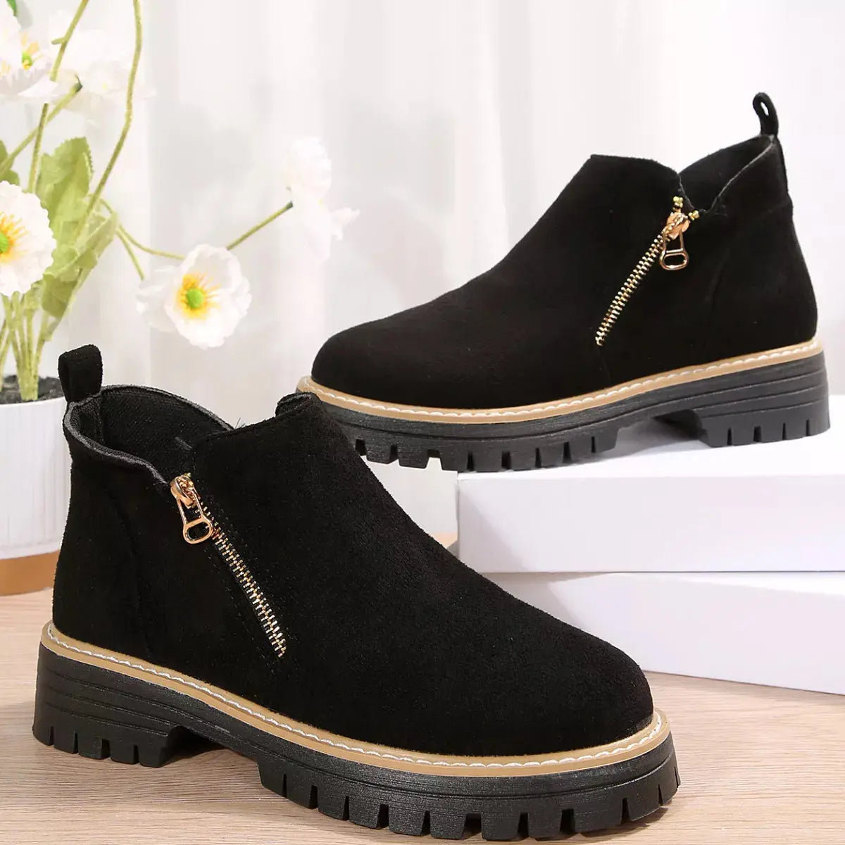 Side Zip Ankle Boots Simply Love