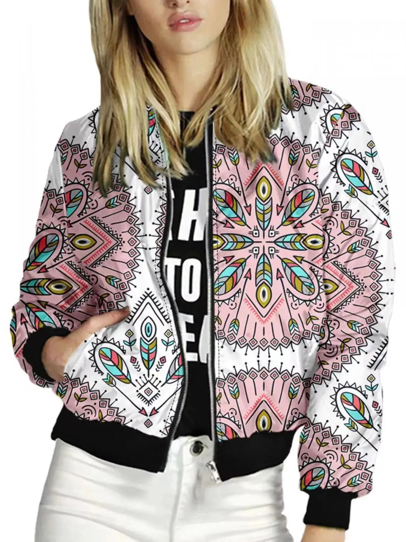 Zip Up Printed Jacket Simply Love