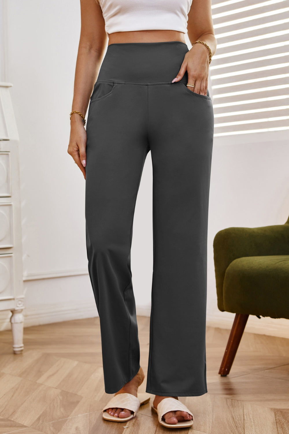 Sculpt & Flow High Waist Wide Leg Pants with Pockets Coco’s Tee Boutique