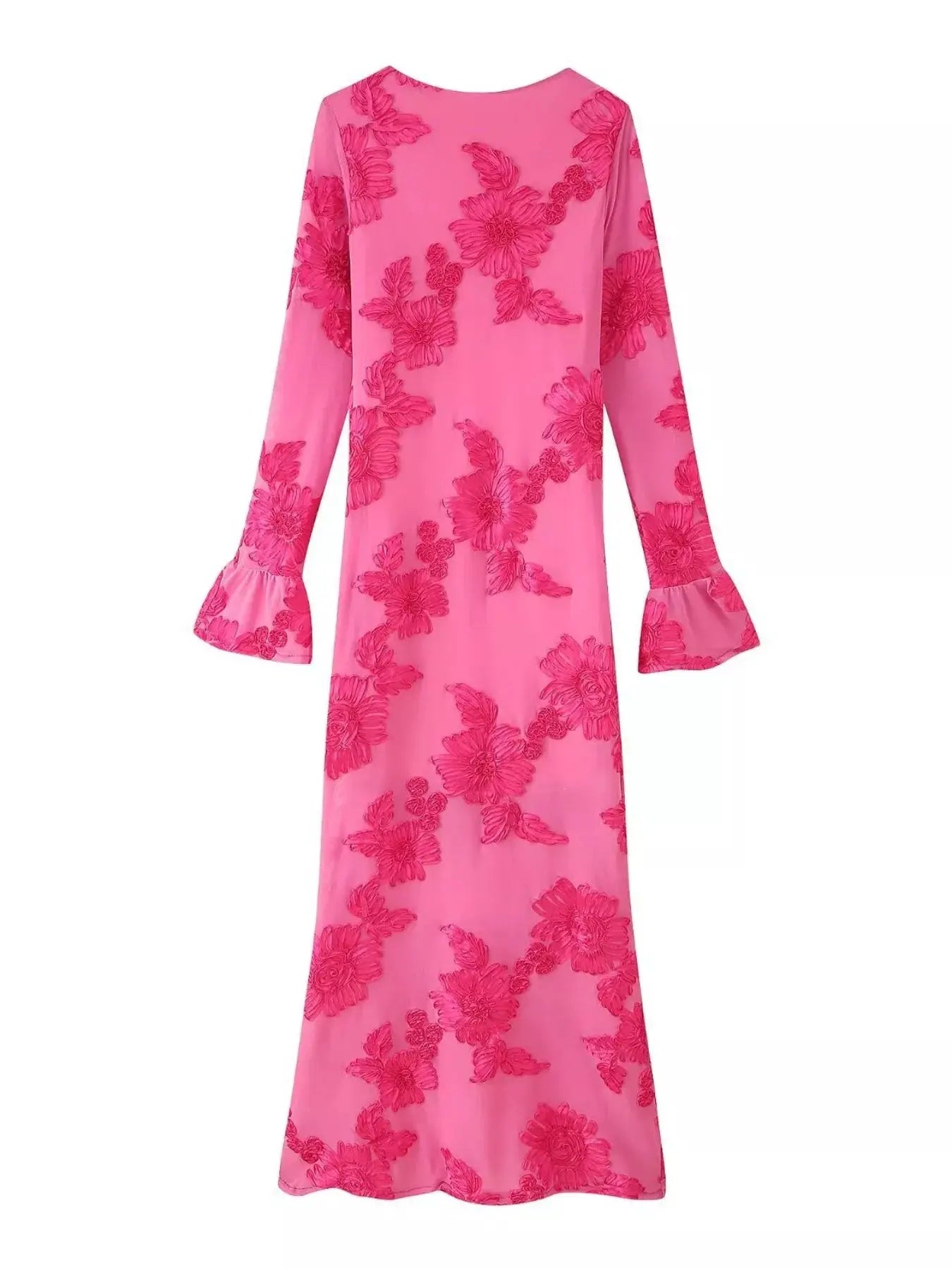 Floral Flounce Sleeve Round Neck Dress Simply Love