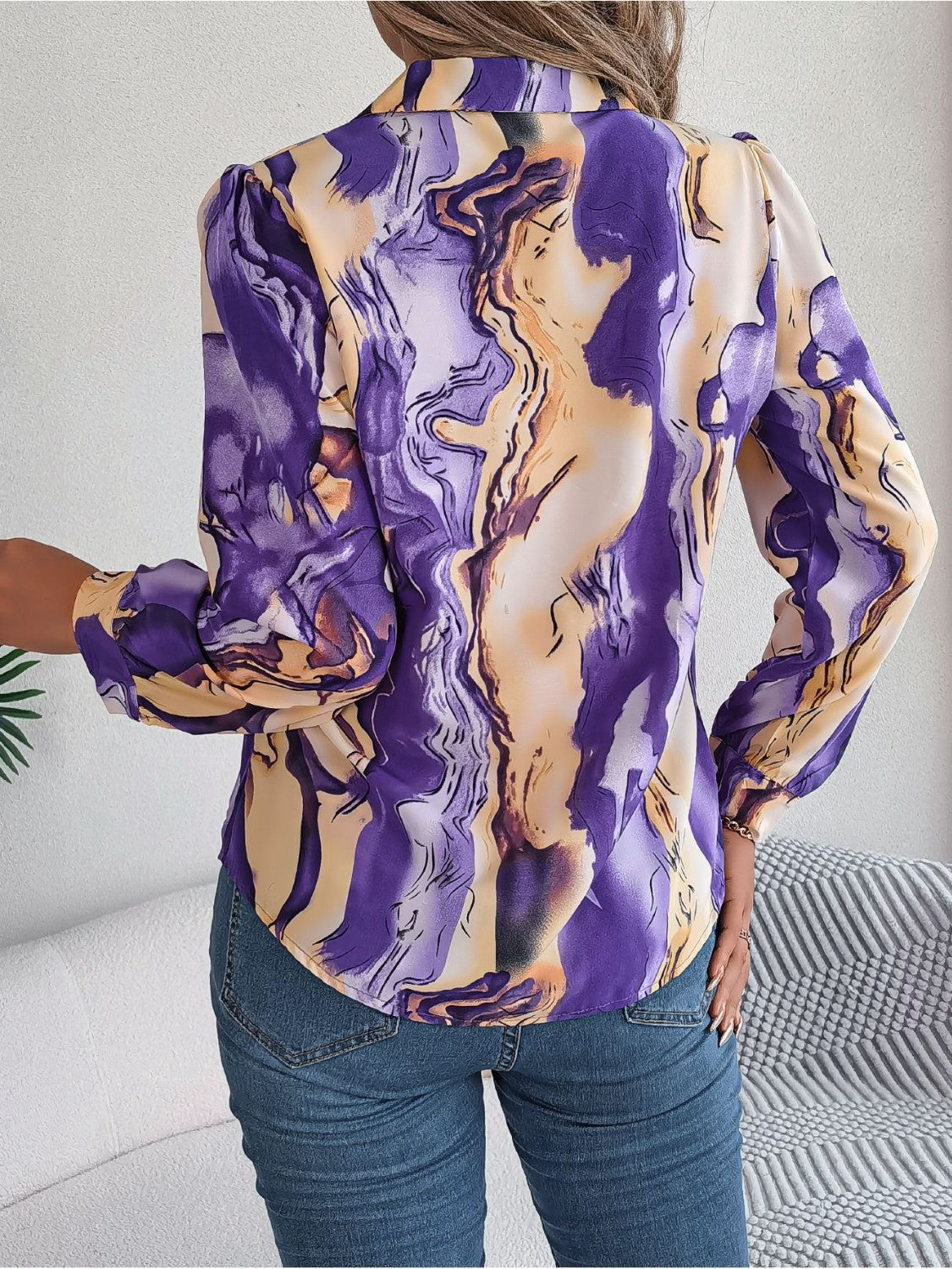 Printed Button Up Long Sleeve Shirt Coco’s Tee Boutique
