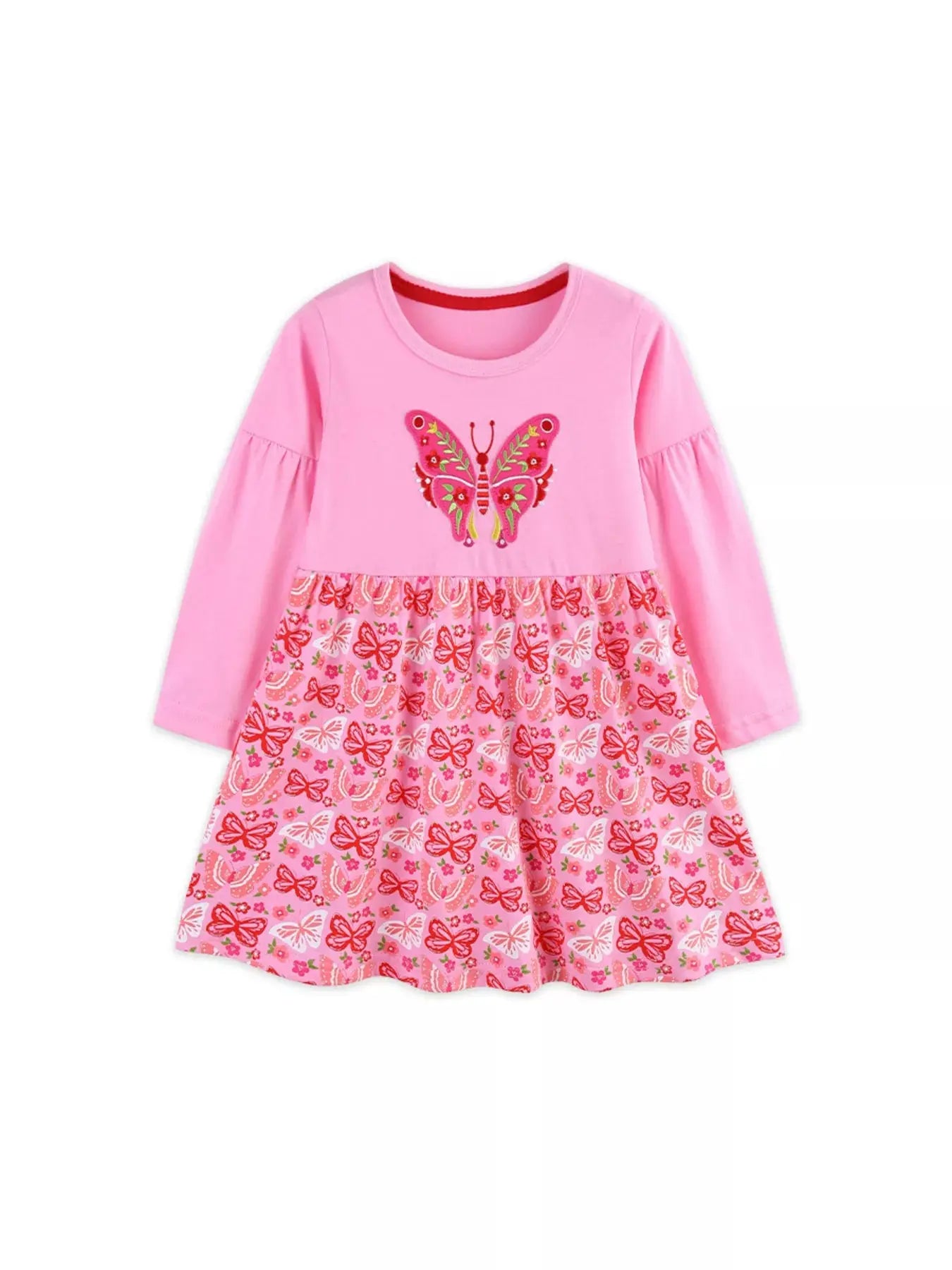 Children's Butterfly Long Sleeve Casual Dress Simply Love